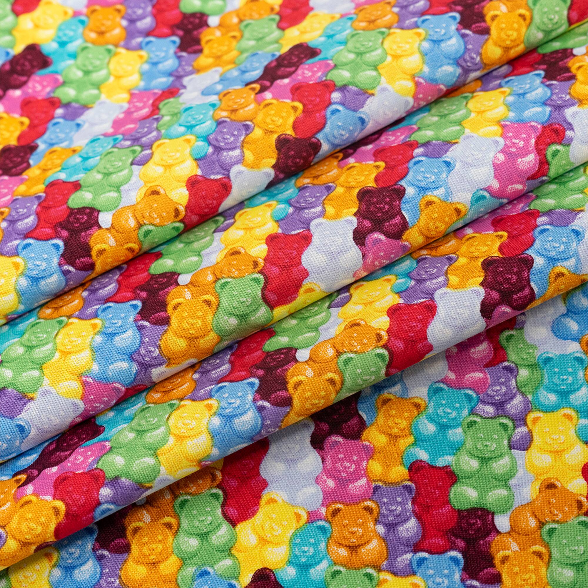 SINGER Gummy Bears Packed Print Ringspun Cotton Fabric